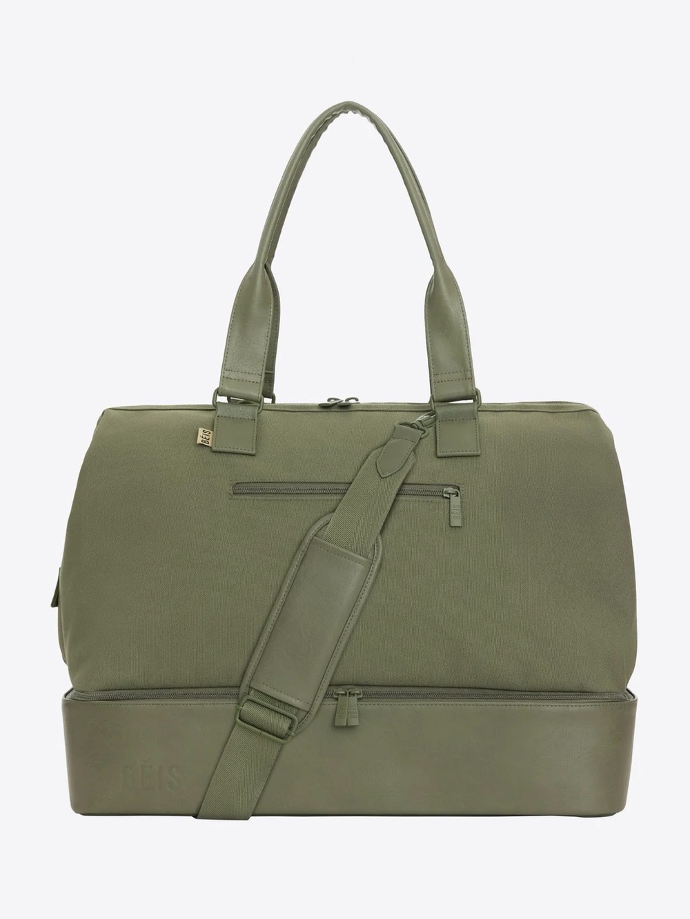 BEIS Olive Green Weekender Travel Bag